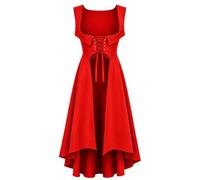 Panegy Women's Renaissance Over Dress Medieval Surcote | Underbust Lace-Up Design High-Low Hem for Layering for Halloween Cosplay & Theatre; Overdress Only Inner Dress Not Included
