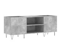 Panel Cabinet, Concrete Grey, Made of Wood Material with Iron Legs, 121 x 38 x 48 cm, Spacious Vinyl Cabinet for Living Room, Sturdy Phono Cabinet with Storage Space and Modern Industrial Look