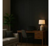 Panel Haus Colour Black Acoustic Wide Slat Wall Panel - 240cm x 30cm (2 pack)