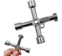 Panel Key,4 Way 4 in 1 Utilities Keys,Multi-Specification Electric Box Key,Multi-Functional Universal Gas Meter Box Keys for Faucet,Gas,Meters,Valve,Spigots,Electrical Cabinet Opening.(Silver)