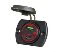 Panel Mount USB Charger 12V 24V Waterproof LED Ring(Red light)