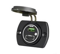 Panel Mount USB Charger 12V 24V Waterproof LED Ring(White light)