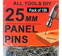 Panel Pins, Bright Steel Nails, Pack of 150 | Sharp points for easy driving, clean bright steel finish, neat fixing results, suitable for timber projects