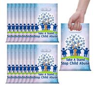 Panelee 100 Pcs Child Abuse Prevention Awareness Plastic Goody Bags with Handle Stop Child Abuse Gift Bag Blue Pinwheel Treat Bags for Party Campaign Support Favor Decoration