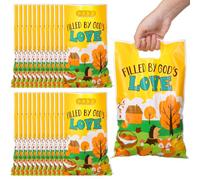 Panelee 100 Pcs Thanksgiving Religious Plastic Goody Bags with Handles Christian Treat Bags for Harvest Thanksgiving Cross Candy Gift Bag for Church Party Supplies Party Favor Decoration