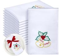 Panelee 12 Pcs 43 x 43 cm Christmas Napkins Soft Comfortable Cloth Napkin Reusable Satin Table Napkin for Home, Restaurants, Parties(Jingle Bell)