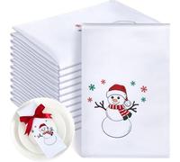 Panelee 12 Pcs 43 x 43 cm Christmas Napkins Soft Comfortable Cloth Napkin Reusable Satin Table Napkin for Home, Restaurants, Parties(Snowman)