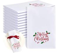 Panelee 12 Pcs 43 x 43 cm Christmas Napkins Soft Comfortable Cloth Napkin Reusable Satin Table Napkin for Home, Restaurants, Parties (Words)