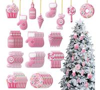 Panelee 48 Pcs Christmas Tree Ornaments PVC Xmas Candy Cane Lollipop Ornament Christmas Hanging Decors Birthday Party Decoration Crafts for Holiday Xmas Tree Party (Cute Style)