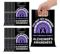 Panelee 50 Pcs Alzheimer's Awareness Plastic Goody Bags with Handle Purple Ribbon Awareness Gift Bag You May Not Remember Treat Bags for Inspirational Favors Charity Supplies Support Decoration