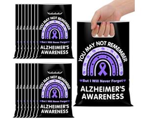 Panelee 50 Pcs Alzheimer's Awareness Plastic Goody Bags with Handle Purple Ribbon Awareness Gift Bag You May Not Remember Treat Bags for Inspirational Favors Charity Supplies Support Decoration