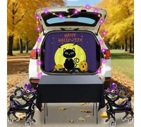 Panelee Halloween Black Cat Trunk or Treat Car Decoration Kit- Black Cat Banner Disposable Tablecloth Balloons Light String Kit for Trunk or Treat Car Suv Garage Decor Indoor Outdoor Party Supplies