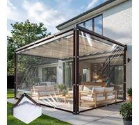 Paneles Laterales De Pérgola Impermeables Transparentes, Lona Con Ojales, Mampara De Plástico, Cortina De Lona Personalizable para Exteriores, para Porche, Cenador Y Patio. Clear,3X12ft