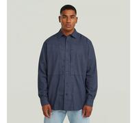 Panelled Pocket Regular Shirt - Dark blue - Men L