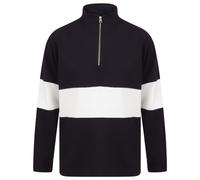 Panelled Zip Neck Top FRONT ROW Navy XS