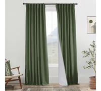 PANELSBURG Black Out Curtains 84 Inch Long Olive Green Boho Textured Blackout Curtains 84 Inch Length 2 Panels Set Farmhouse Style Moody Curtains & Drapes for Bedroom Living Room