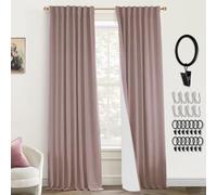 PANELSBURG Blackout Curtains for Bedroom 2 Panel Sets,Dusty Rose Linen Textured Back Tab Pleated Boho Curtains for Nursery Living Room,84 Inch Length,Mauve