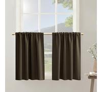 PANELSBURG Chocolate Brown Basement Window Curtains,Cabinet Curtains for Under Kitchen Sink,Privacy Thermal Insulated Short Curtains 24 Inch Length for Bathroom Small Windows,Dark Coffee,Set 2 Panels