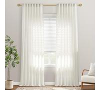 PANELSBURG Cottage Natural Linen 94 Inch Linen Semi Sheer Curtains,Mid Century Modern Back Tab Light Filtering 94 Inch Long Curtains for Living Room 2 Panels Set