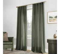 PANELSBURG Curtains Linen Olive Green for Living Room 108 Inches Long,Lightweight 9 ft Curtains,Back Tab Green Organic Boho Sheer Linen Curtain Drapes 108 Inch Length for Bedroom 2 Panels Set
