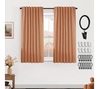 PANELSBURG Fall Kitchen Curtains 45 Inch Length,Farmhouse Linen Blackout Pumpkin Orange Curtains for Autumn Bathroom Decor