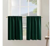 PANELSBURG Kitchen Blackout Curtains,Vintage Dark Emerald Hunter Green Thermal Curtains for Summer Heat Bathroom Windows