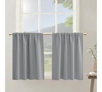 PANELSBURG Light Grey Short Curtains for Bedroom 24 Inches Long 2 Panels Blackout Rod Pocket Thermal Insulated Privacy Decorative Small Half Window Curtain for Kitchen Laundry Room Cabinet,Gray
