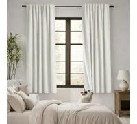 PANELSBURG Linen Black Out Curtains 54 Inch Long, Back Tab Pleated 100% Blackout Short Drapes, 52x54 in Length, Cream