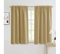 PANELSBURG Small Window Curtain Panels for Bedroom 2 Pack Rod Pocket Short Blackout Curtains for Kitchen Bathroom 48 Inch Length,Linen Tan Beige
