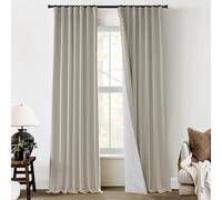 PANELSBURG Tan Beige Blackout Drapes for Bedroom Country Farmhouse Rustic Curtains for Living Room Curtains 90 Inches Long Back Tab Pleated with Hooks Boho Black Out Drapes