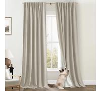 PANELSBURG Taupe Curtains for Bedroom 84 Inch Length 2 Panels Set,Neutral Black Out Thermal Pleated Linen Blackout Curtain Drapes for Living Room Windows 84 Inches Long,Warm Taupe
