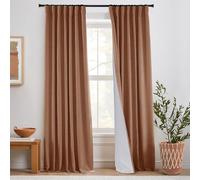 PANELSBURG Terracotta Boho Linen Blackout Curtains 84 Inch Long, Rustic Farmhouse Style, Rust Colored Earthy Tone Drapes for Bedroom Living Room