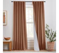 PANELSBURG Terracotta Boho Linen Blackout Curtains 84 Inch Long, Rustic Farmhouse Style, Rust Colored Earthy Tone Drapes for Bedroom Living Room