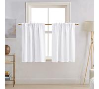 PANELSBURG White Short Bathroom Window Curtain,2 Panels Set Blackout Cafe Curtain for Kitchen Small Windows,26 Wide by 36 Inch Length