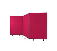 Panelwarehouse Large Mobile Triple Screen Room Divider partition, Woolmix Fabric Ruby - 11 Colours