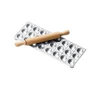 Panetta Casalinghi Aluminium Round Ravioli Mould with Wooden Rolling Pin, Silver, 30 x 30 x 30 cm