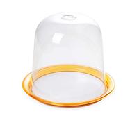 Panettone Tray with Dome 26 cm Tall and Diameter 25 cm, Globo line by Omadadesign Clear and Yellow