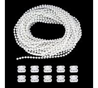 Panexf Roller Blind Replacement Chain Roller Blind 6 Metres White Roller Blind Pearl Chain Replacement Part Vertical 4.5 mm Continuous Chain with 10 Pieces Roller Blind Chain Connector for Vertical