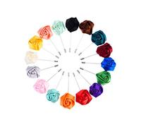 Panfanrel 16 Pieces Flower Men's Lapel Pins Handmade Satin Boutonniere Pin for Suit Wedding Groom with a Box(Multicolor 1)