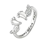 PANFHGFG Graceful Angel Wing Shaped Rings with Flexible Sizing Option Crafted From Copper for Long Time Beauty Copper Adjustable Rings