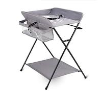 Panfudongk Baby Changing Table, Gray Iron Frame Oxford Fabric, Compact Folding Diaper Station with Storage, Suitable for Babies Up to 12 Months - Convenient, Multifunctional