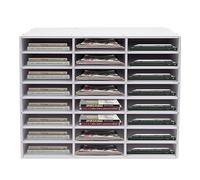 panfudongk Literature Organizer 24-Compartment PVC Cabinet File Storage Shelf with Removable Partition Adjustable Layout for Office Classroom School Study Room Maximize Space (White)