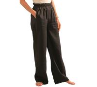 Pang Wangle Bug Repellent Breezy Wide Leg Hemp Pants with Insect Shield Repellent Technology, Black, Large