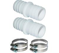 Pangaea Tech 2 x Hose Connectors 38 mm Diameter Set with Hose Clamps 1 1/2 Inch - Pool Hose Adapter - Double Hose Nozzle Pack of 2