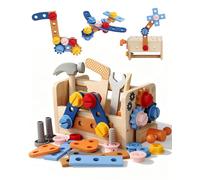 Pangbaylov Wooden Kids Tool Set Montessori Educational Play Tools Toys for 3 Year Old, 38Pcs Pretend Play Tool Box Bench Construction Toys, for Toddler Boys Girls