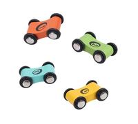 Pangbaylov Wooden Racing Car Set 4 Pack Replacement Vehicles for Click Clack Ramp Tracks Toddler Friendly First Race Cars for 18+ Months Compact Stocking Stuffer Toys
