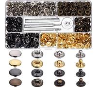 PANGBOER 100 Sets 4 Color Snap Fasteners, 12.5mm /0.49 Inches Metal Snaps Button Canvas Snaps Kit with 4 Pieces Fixing Tools Metal Snap Buttons
