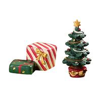 PANGBOER 2 Pieces Christmas Miniature Resin Statue Cute Cartoon Christmas Tree Gift Box Figurine Aquarium Fish for Tank Decoratio Small Christmas Fish Tank Decorations