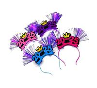 [PANGBOER] 2025 New Year Bling Lead Hair Hoop Bright Red 2025 Headband 4pcs Mixed Color Hair Hoop Evening Accessories