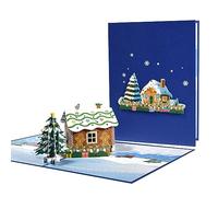 PANGBOER 3D House Greeting Card Set for Christmas Decorations Creative 3D Surprise and Express Warm Wishes Card